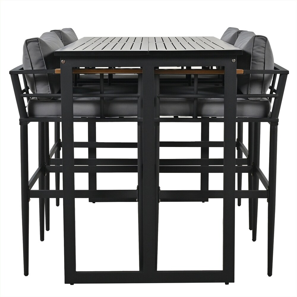 Steel Outdoor Dining Set with Acacia Wood For Patio