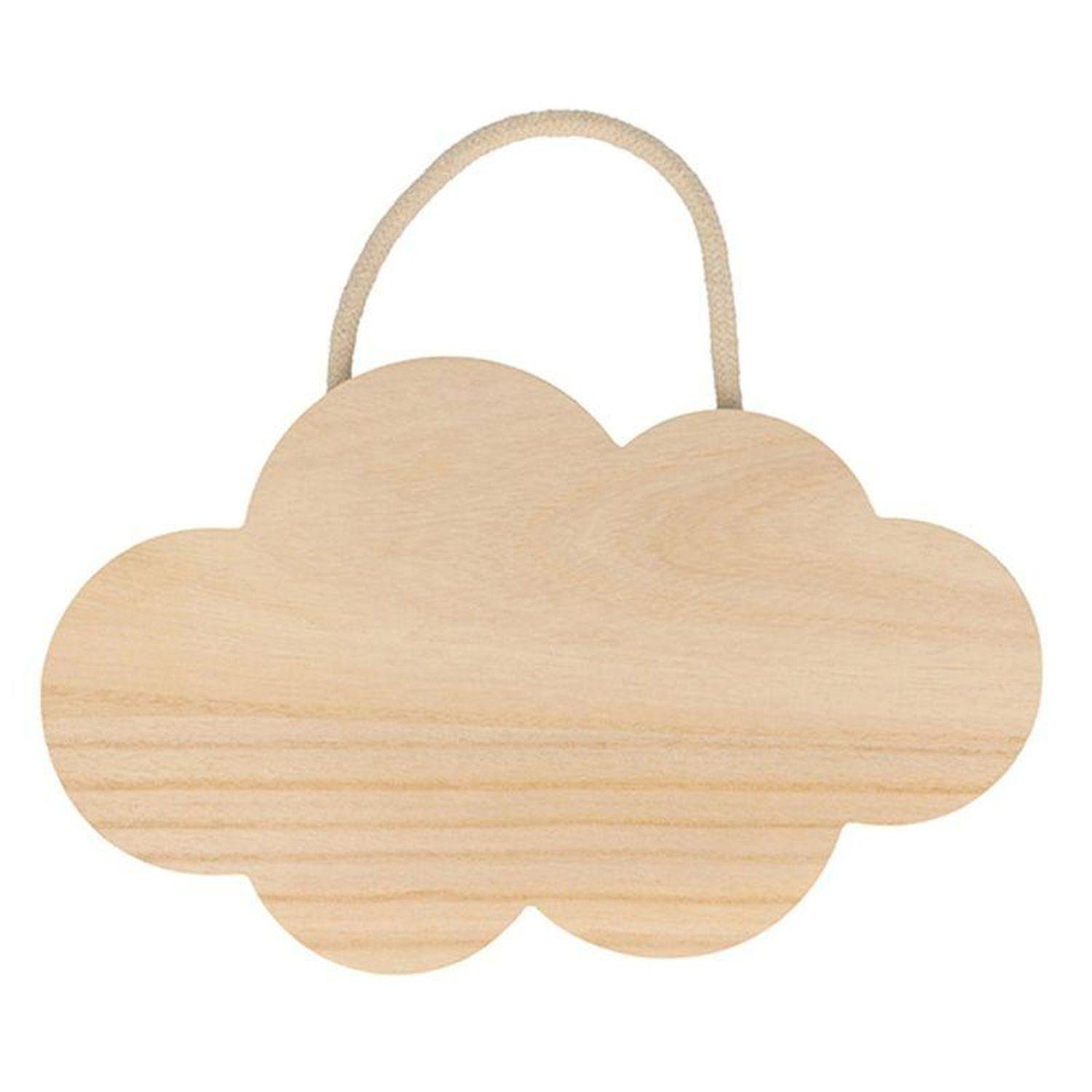 10 wooden clouds to hang 25 x 15 cm