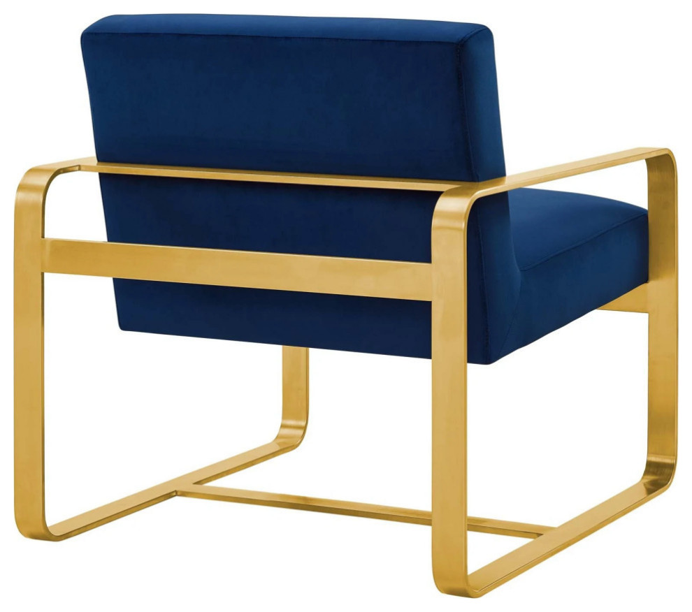 Ophelia Navy Performance Velvet Armchair   Modern   Armchairs And Accent Chairs   by Rustic Home Furniture Deco  Houzz