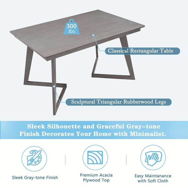 Wooden 5-Piece Dining Set: Rectangular Table with 4 Linen Fabric Chairs