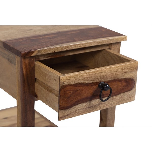 Wanderloot Solid Sheesham Wood Chairside End Table with Drawer