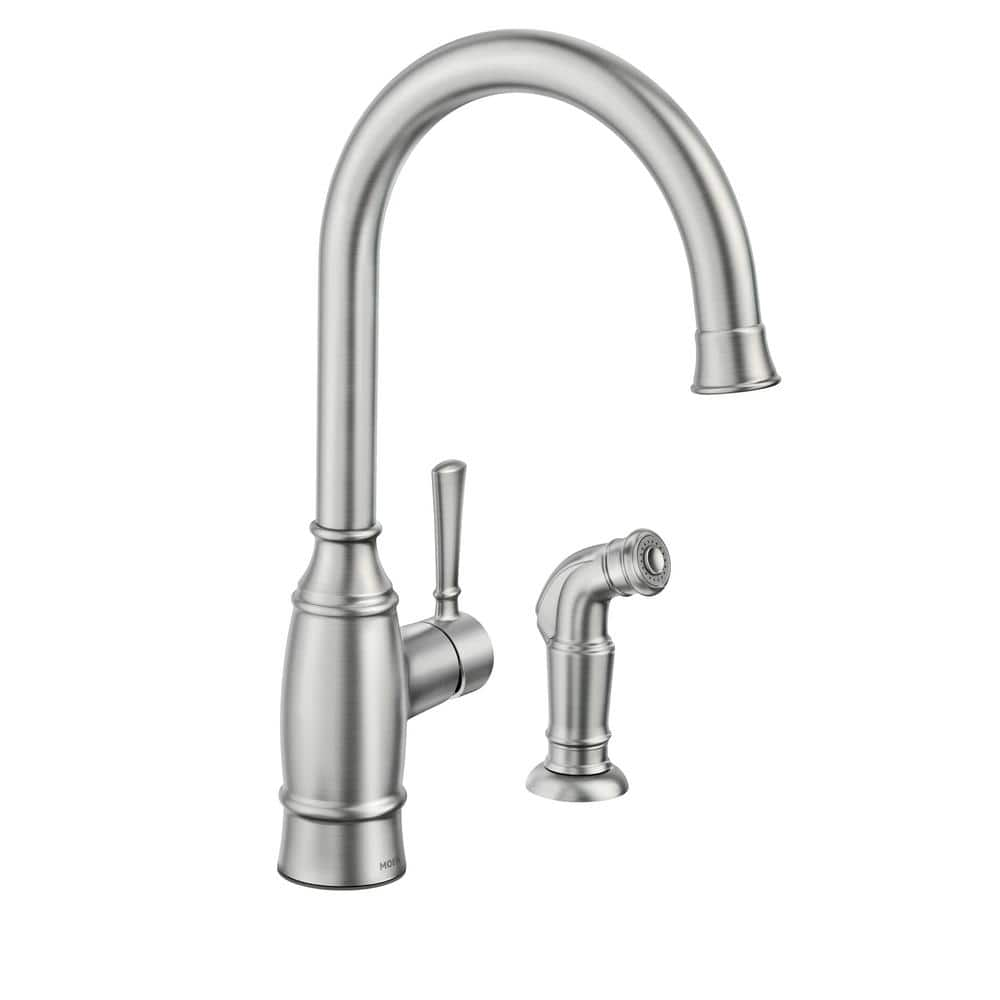 Moen Noell Single-Handle Standard Kitchen Faucet With Side Sprayer In Spot Resist Stainless