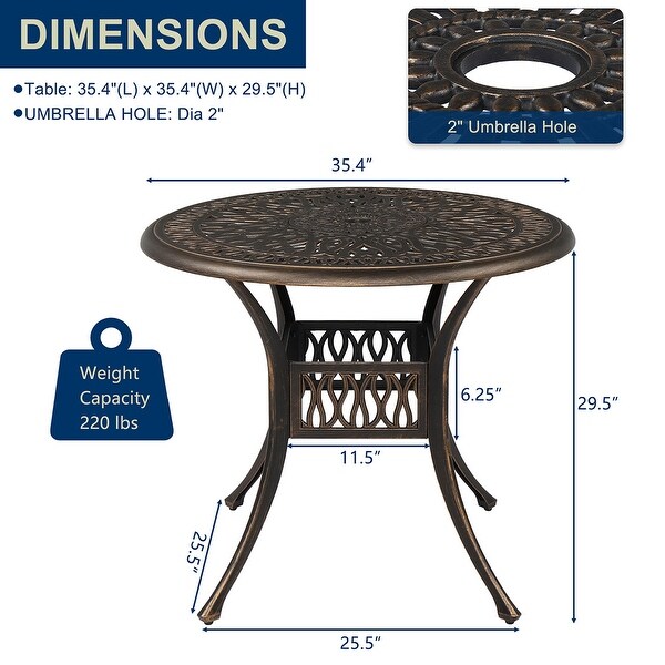 Courtyard Round Top Cast Aluminum Table