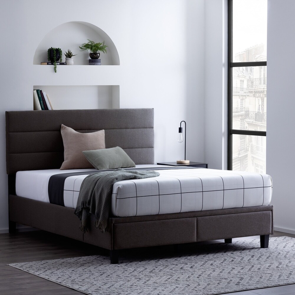 Brookside Upholstered Bed with Horizontal Channel Tufted Headboard and Storage Drawers