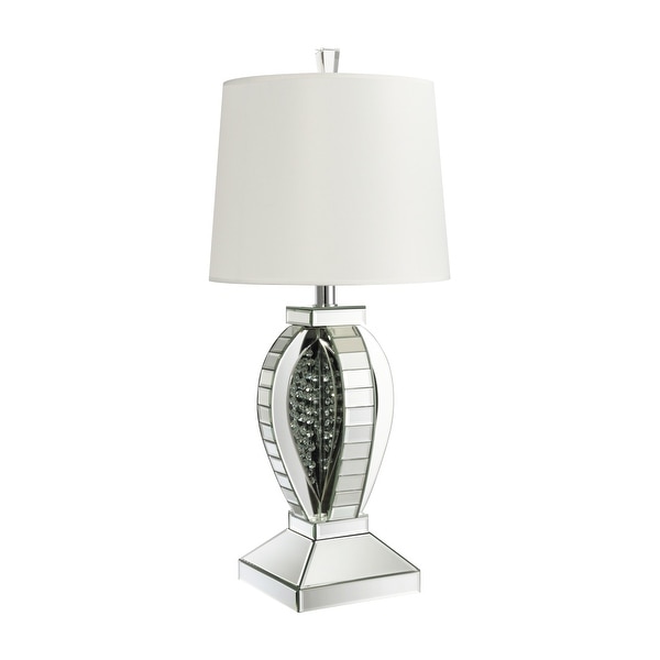 Coaster Furniture Klein White and Mirror Table Lamp with Drum Shade