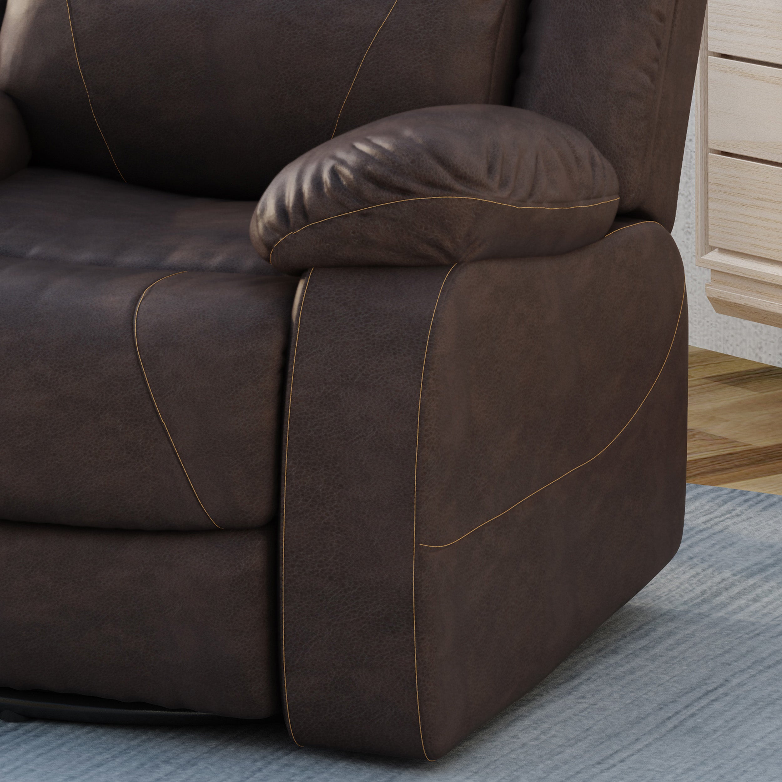 Flora Classic Tufted Leather Swivel Recliner, Dark Brown