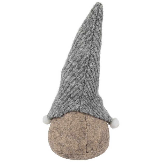 Beige And Gray Gnome With Knitted Hat Christmas Figure