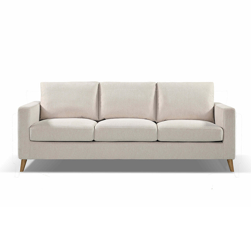 DELLAN 3 Seater Sofa - Light Cream with Natural Oak legs