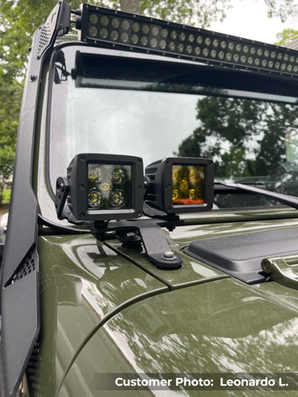 Go Rhino XE Windshield Cowl Light Mounts for Jeep JLJT  Fits Dual 3x3 Cubes Driving Light Bracket