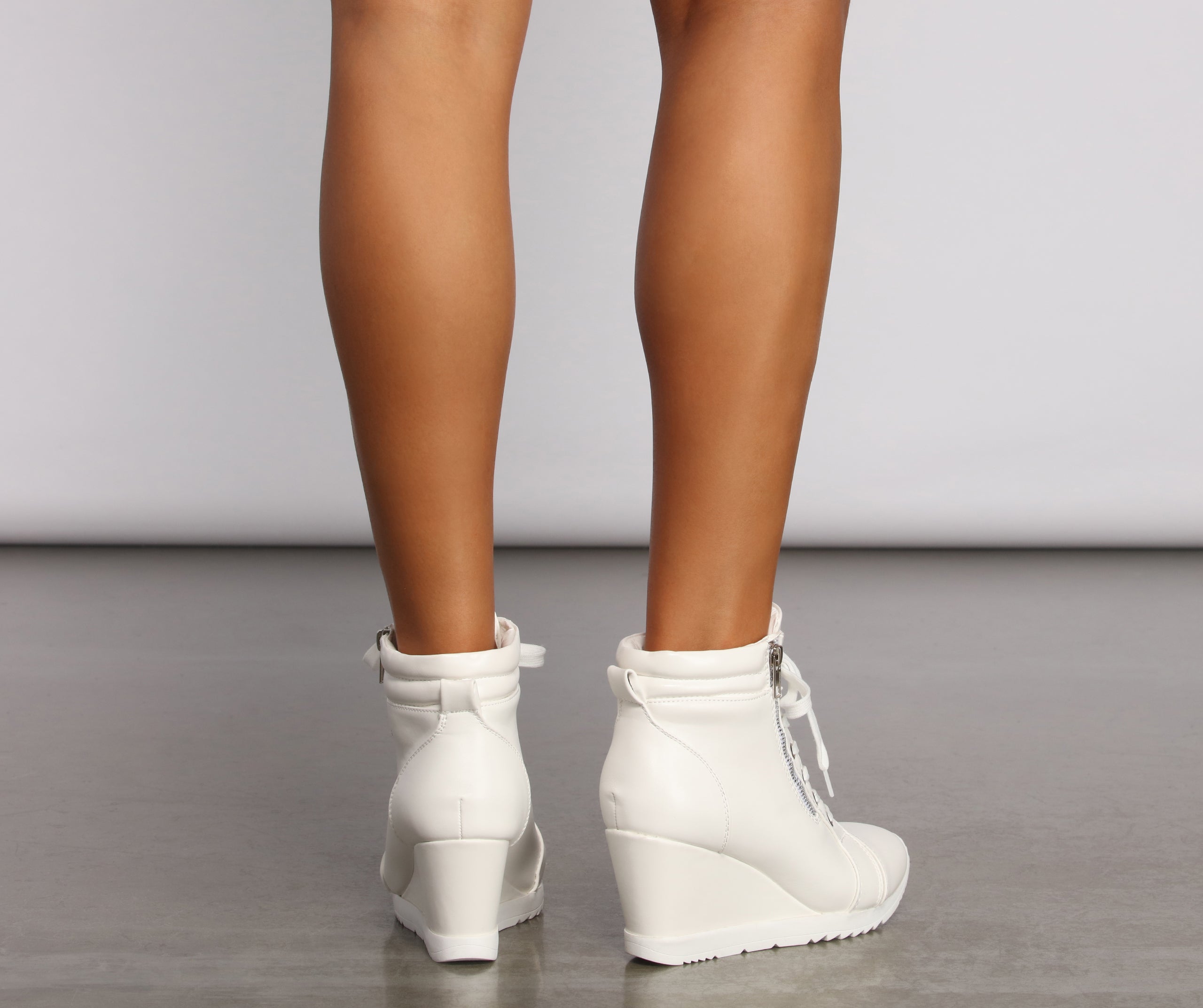 Step It Up Faux Leather Wedge Sneakers