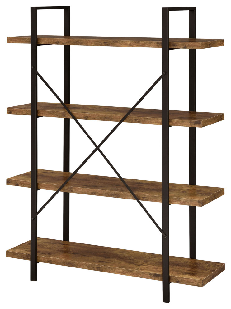 Cole 4 Shelf Bookcase Antique Nutmeg and Black   Modern   Bookcases   by Modon  Houzz