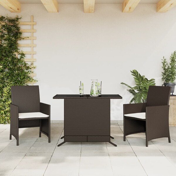 vidaXL 3 Piece Bistro Set with Cushions Poly Rattan