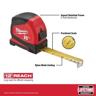 MW 25 ft. Compact Tape Measure (4-Pack) 48-22-6625-4X