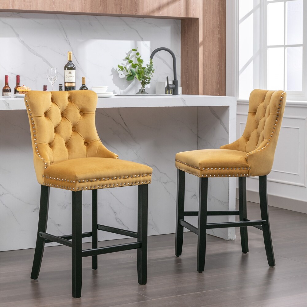 Contemporary Velvet Upholstered Bar stools