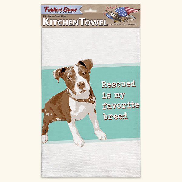 Kitchen Towel Pit Bull Rescued is my favorite breed  22 x 32 in.