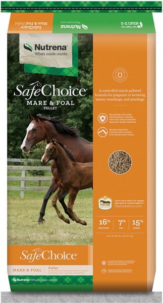 Nutrena SafeChoice Mare and Foal Pellet Horse Feed， 50-lb bag