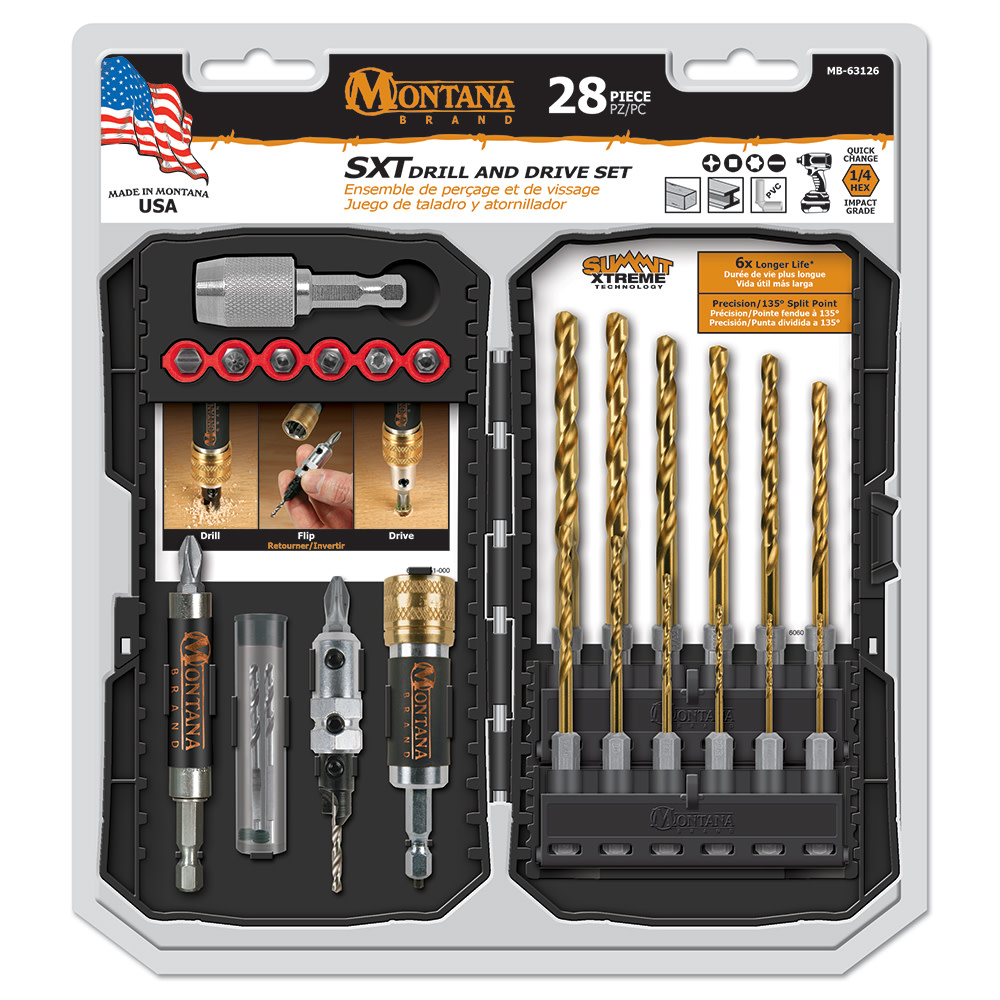 Montana Brand Titanium Coated Wood/Metal Drill and Drive Set 28pc