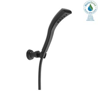 Delta 1-Spray Patterns 1.75 GPM 2.34 in. Wall Mount Handheld Shower Head with H2Okinetic in Matte Black 55421-BL