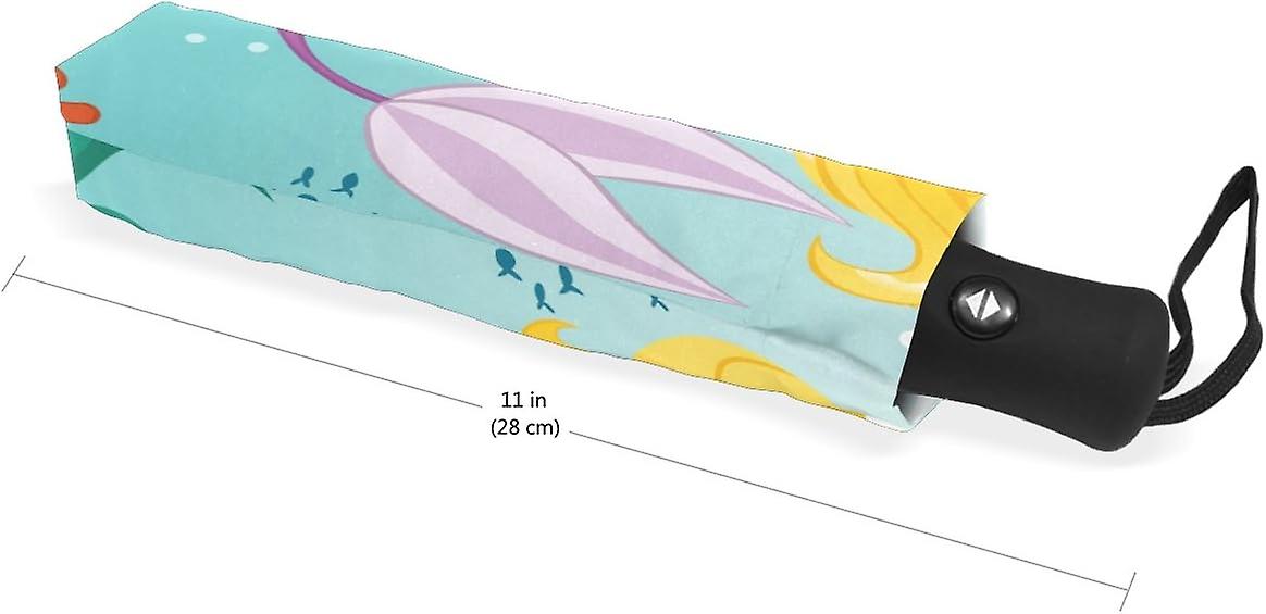 Rain Umbrella Automatic Windproof Foldable Umbrella Mermaid Girl Undersea