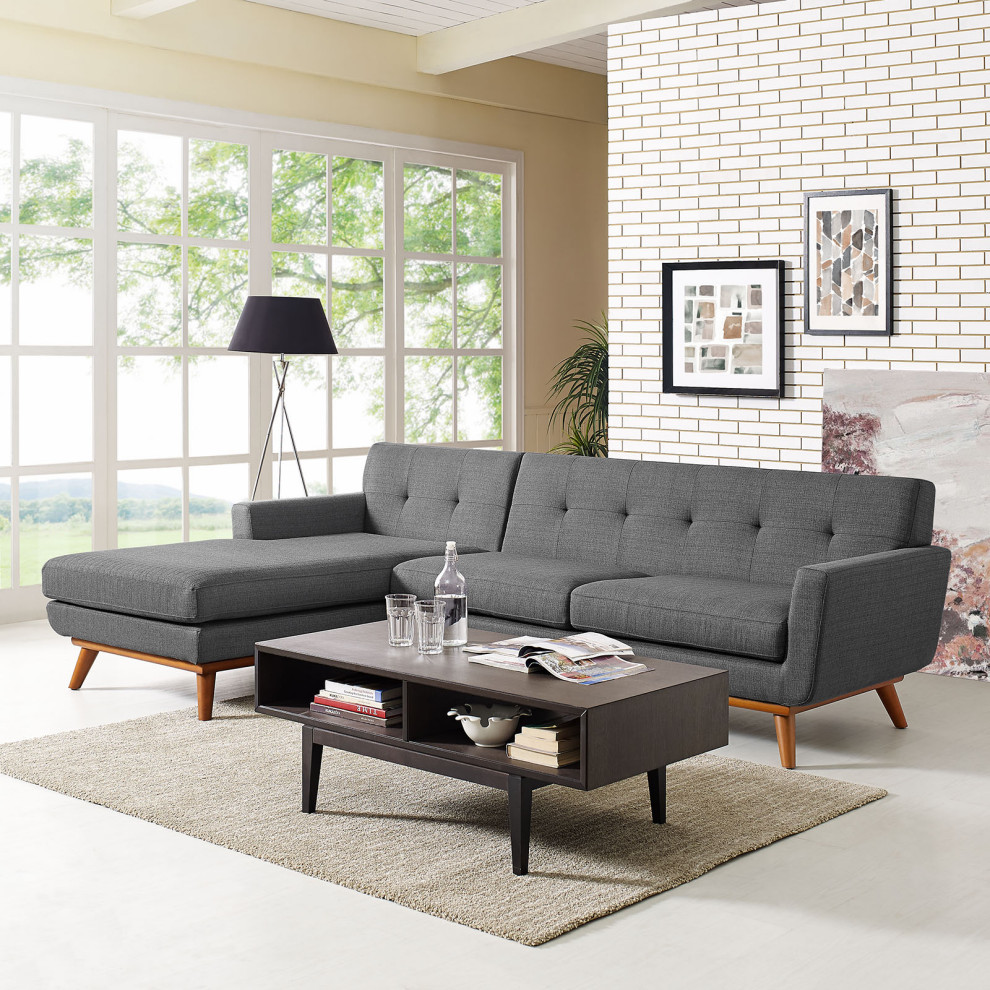 Gray Engage Left Facing Sectional Sofa   Midcentury   Sectional Sofas   by Homesquare  Houzz