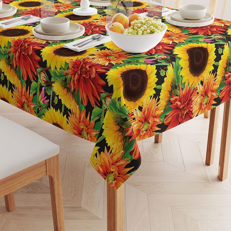 Square Tablecloth， 100% Polyester， 54x54， Sunflower Garden