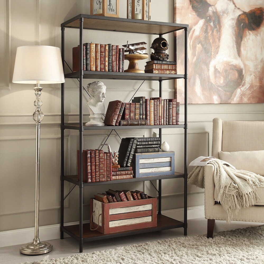 Harrison Industrial Rustic Pipe Frame Shelf Media Tower by iNSPIRE Q Classic