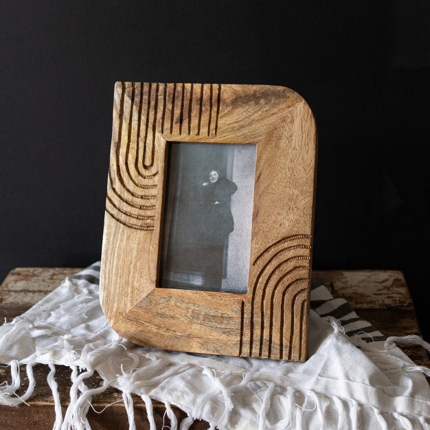 4x6 Inch Carved Arch Picture Frame Natural Mango Wood Mdf amp Glass By Foreside Home amp Garden