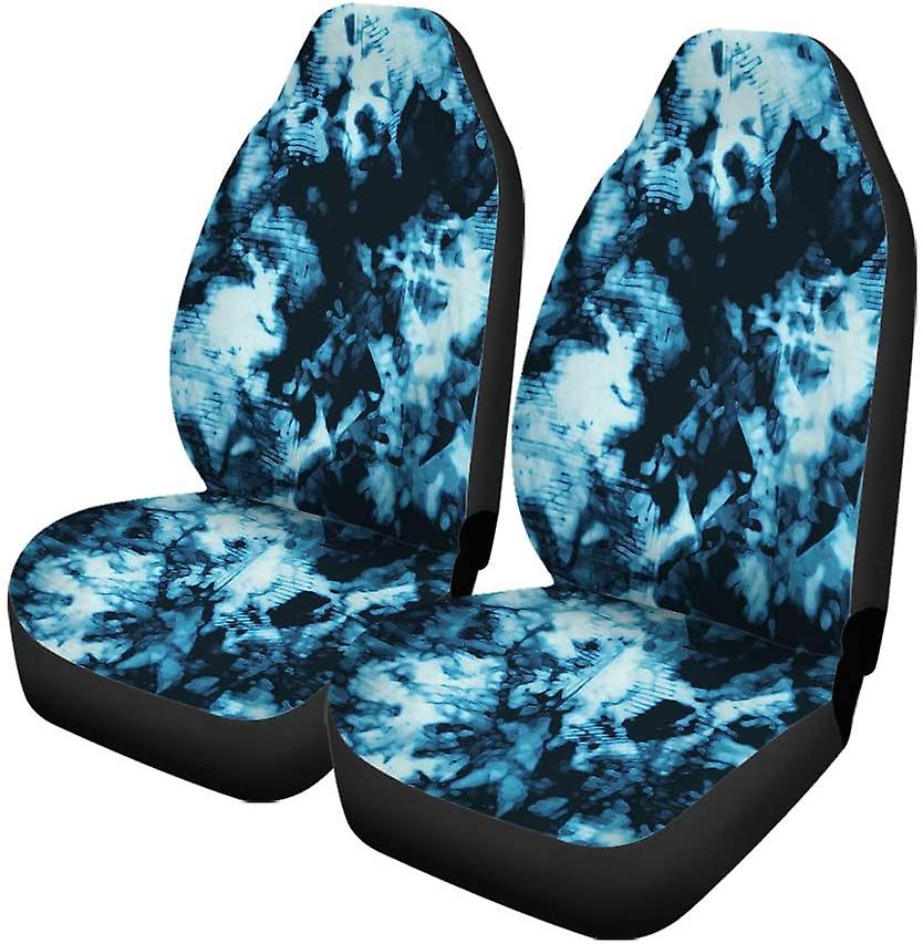 Set Of 2 Car Seat Covers Blue Tie Dye Universal Auto Front Seats Protector Fits For Car，suv Sedan，truck D---47346