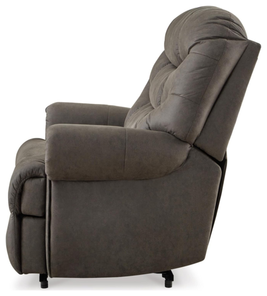 Contemporary Recliner Chair  Padded Seat With Tufted Back  ampScrolled Arms  Gray   Contemporary   Recliner Chairs   by Decor Love  Houzz