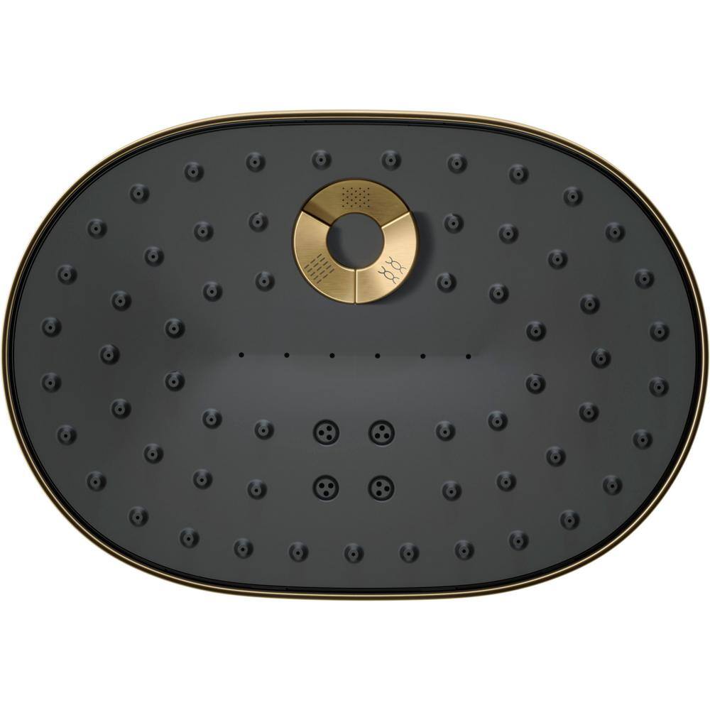 KOHLER Statement 3-Spray Patterns with 2.5 GPM 8 in. Wall Mount Fixed Shower Head in Vibrant Brushed Moderne Brass 26290-2MB