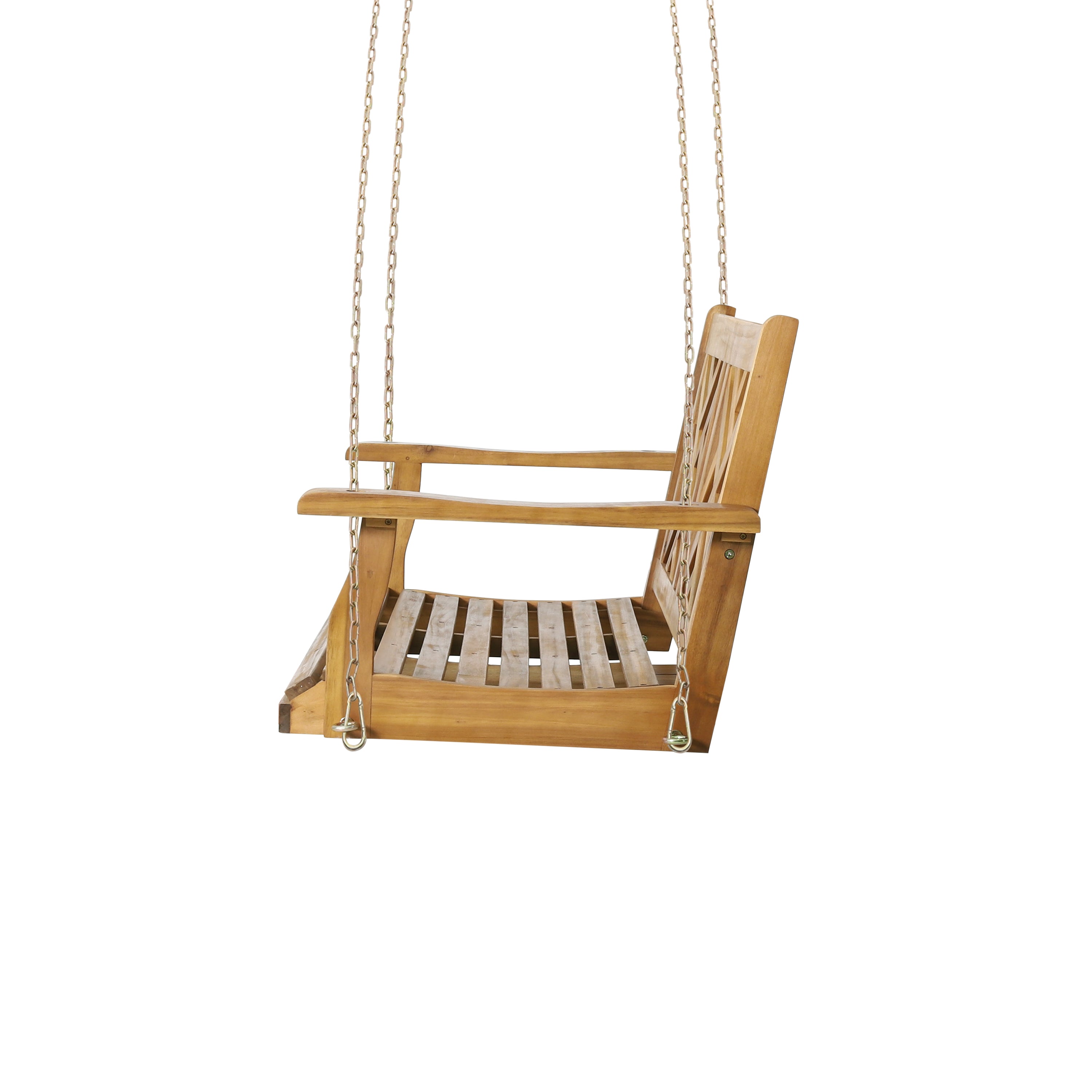 Petes Outdoor Acacia Wood Hanging Porch Swing