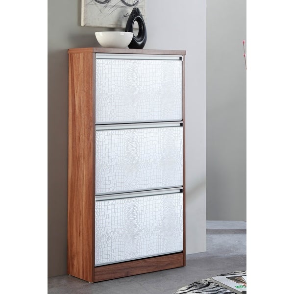 Durham Two Tone Wooden 3-teir Modern Shoe Cabinet - - 37210449