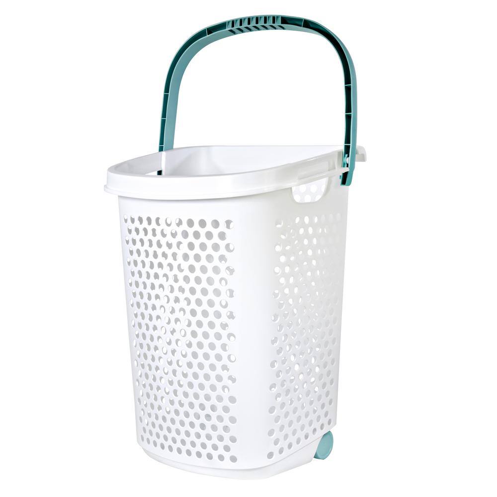 Home Logic 2.0 Bu. White Rolling Laundry Hamper (1 Case 2 Units) HMLCOM-2110000443-2