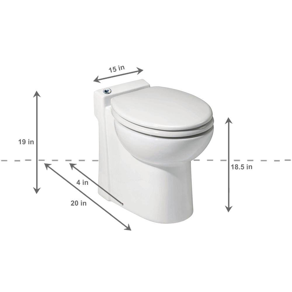 Saniflo SaniCompact 1-Piece 1.281 GPF Dual Flush Elongated Toilet in White with Built-In 0.3 HP 115-Volt Macerator Pump 023