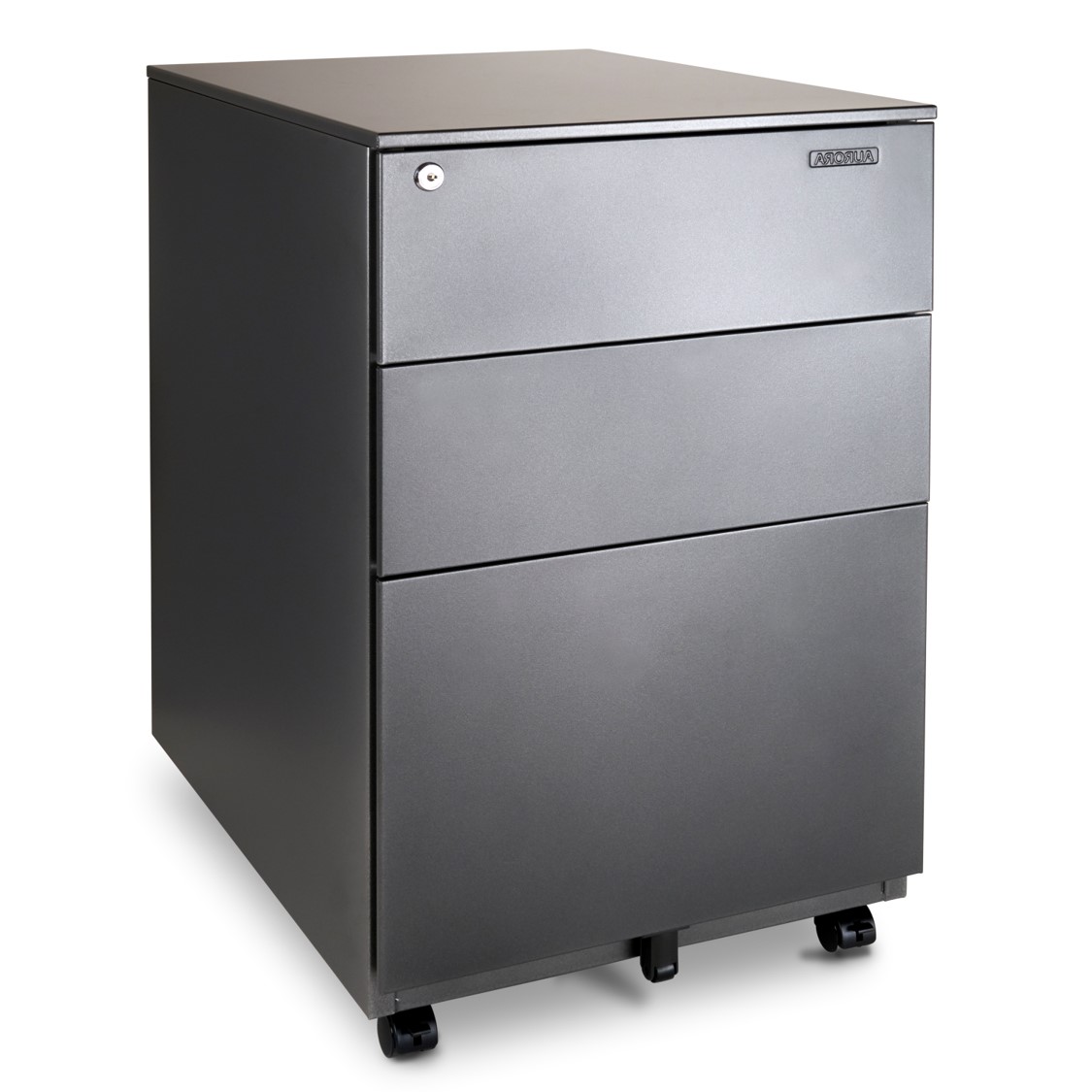 Aurora Modern SOHO Design 3-Drawer Metal Mobile File Cabinet with Lock Key Sliding Drawer， Multiple Colors