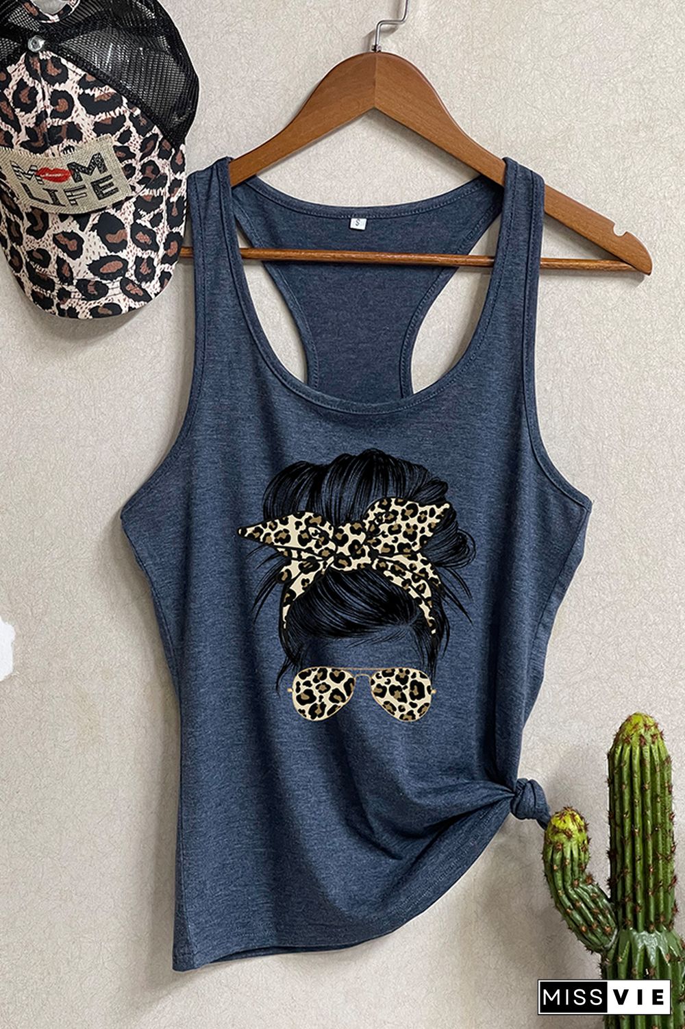 mama Leopard Print Sleeveless Tank Top Wholesale