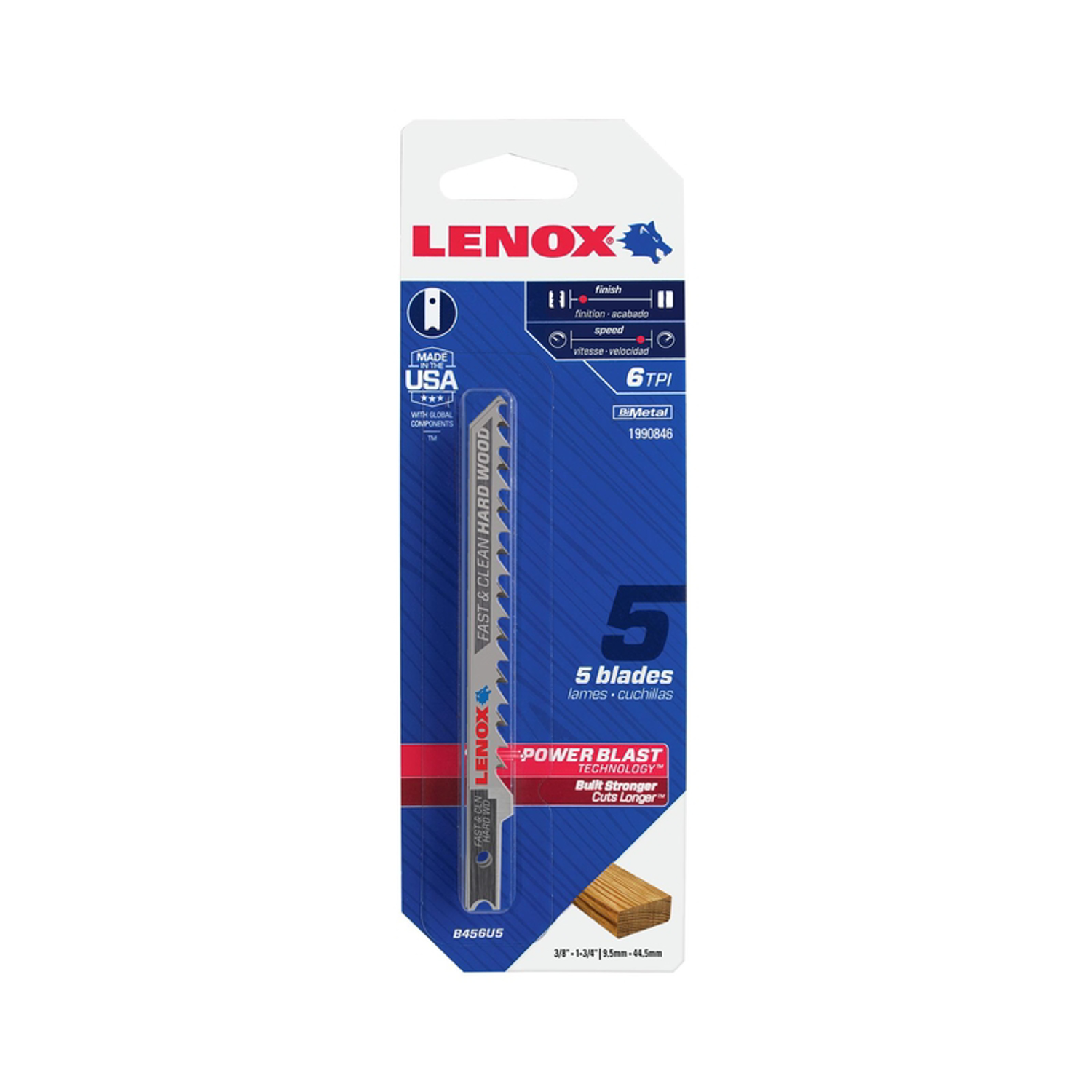 Lenox 4 in. Bi-Metal U-Shank Clean Hard Wood Jig Saw Blade 6 TPI 5 pk