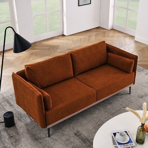 Modern Sofa 3Seat Couch with Stainless Steel Trim