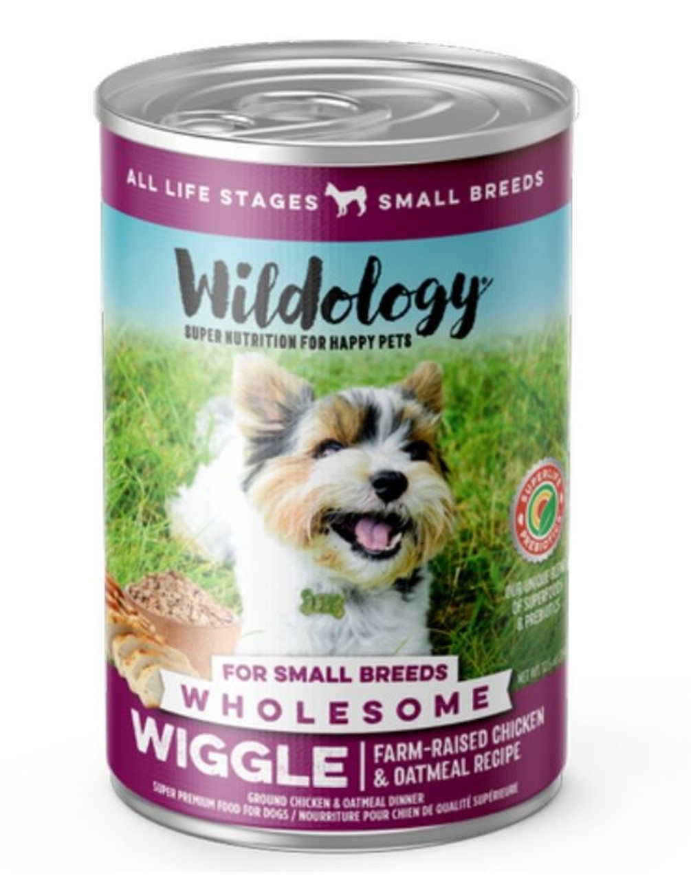 Wildology WIGGLE Farm-Raised Chicken and Oatmeal Small Breed Can F