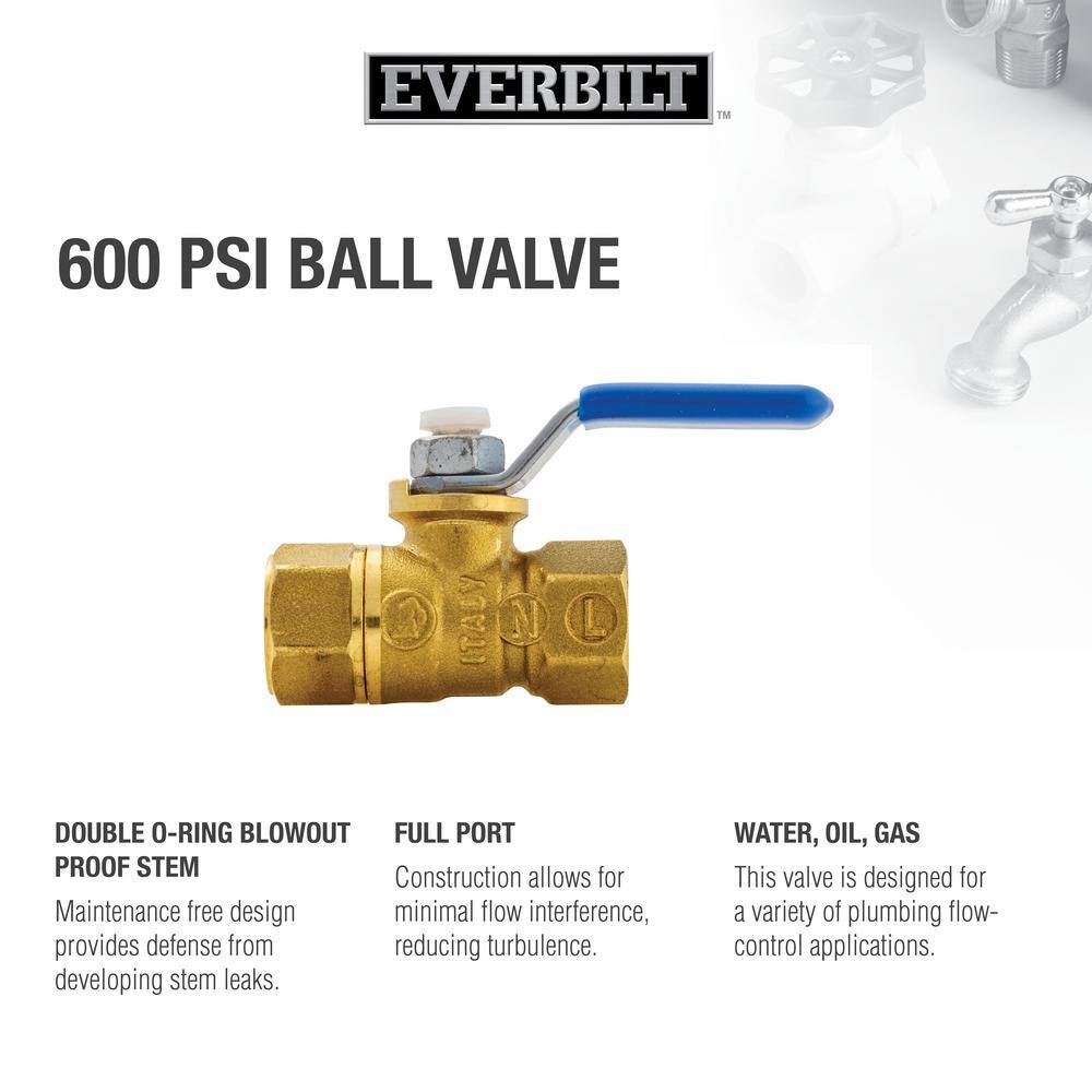 Everbilt 14 in. Brass FPT Full Port Threaded Ball Valve 107-401EB