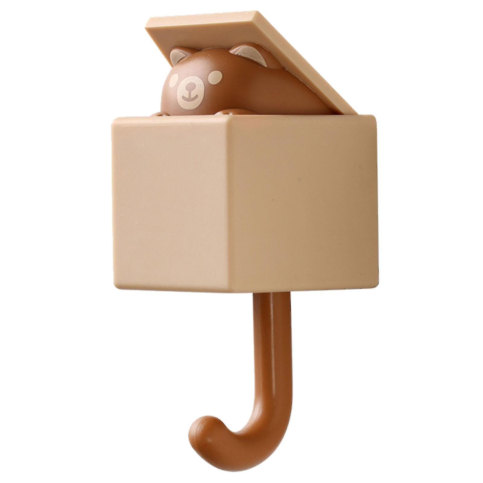 Creative Cat Hook Cute Seamless Dormitory Bedroom Door Hangers Hooks Key Umbrella Towel Cap Coat Rack Wall1pcs-brown