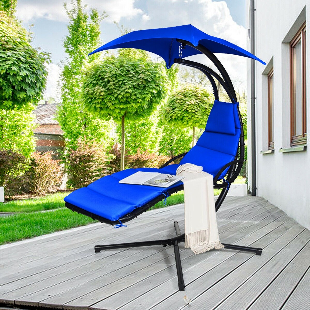 Hanging Chaise Lounge Hammock Outdoor Lounge Chair Swing Chair with Pillow