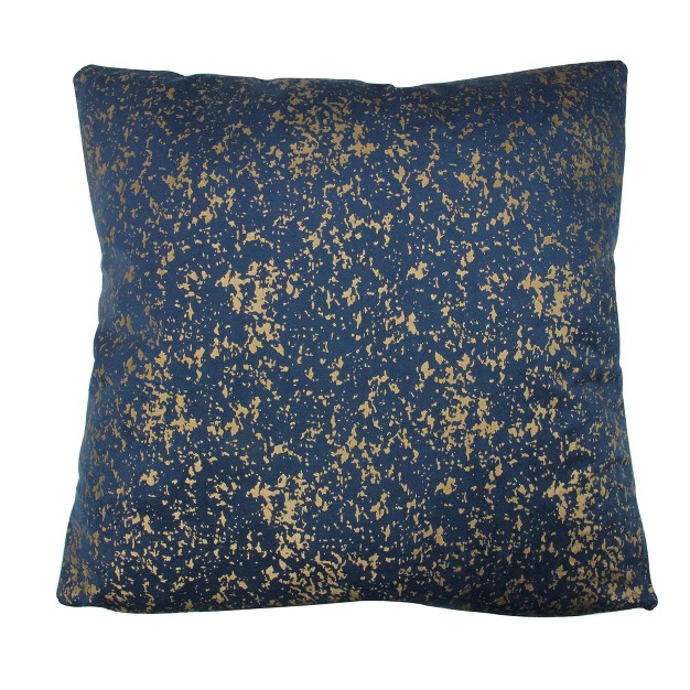 Square Crackle Velvet Indoor Throw Pillow Blue gold