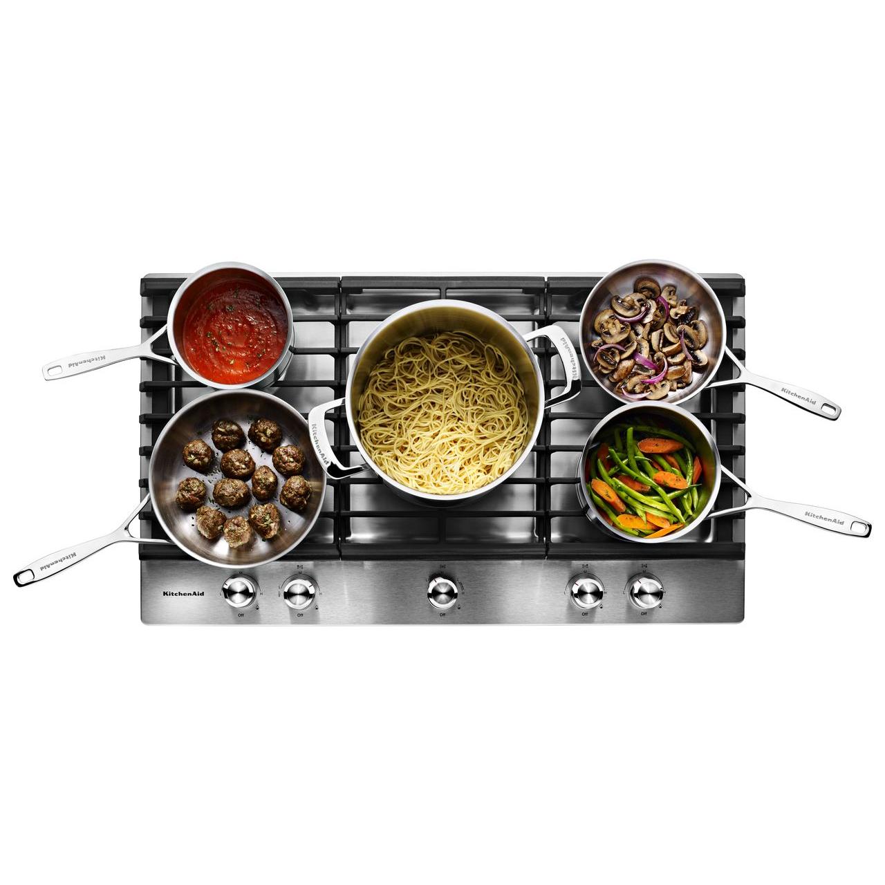 KitchenAid 36-inch Built-in Gas Cooktop with Even-Heat? Burner KCGS556ESS