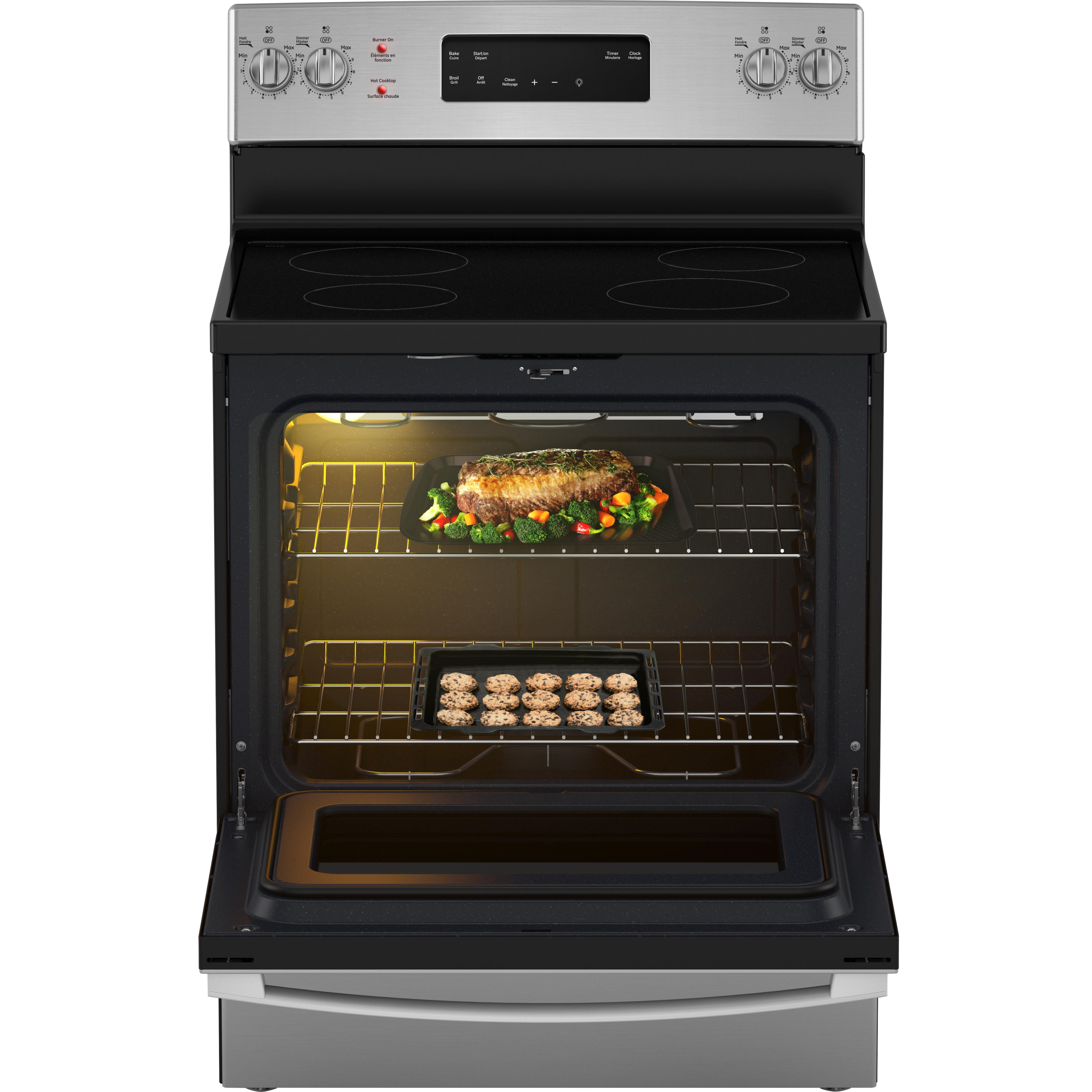 GE 30-inch Freestanding Electric Range with Self-Clean JCB630SVSS