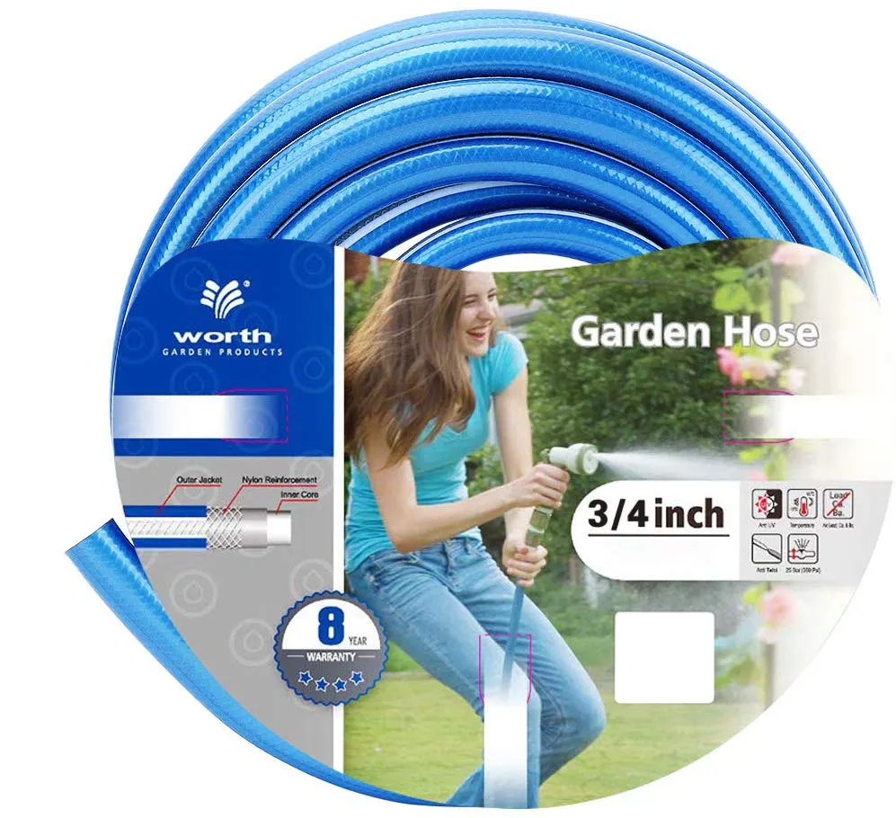 Worth High Pressure 15M 20M 30M 50M 100M PVC Blue Soft Supply Premium Garden Hose