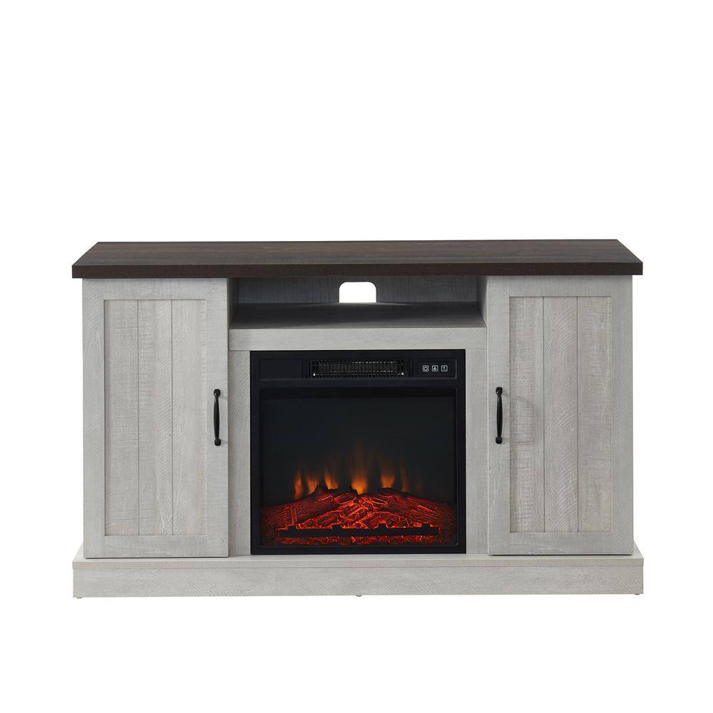 EDYO LIVING 48 in. Freestanding Wooden Electric Fireplace TV Stand in Stone Gray CYTVS07-WHI