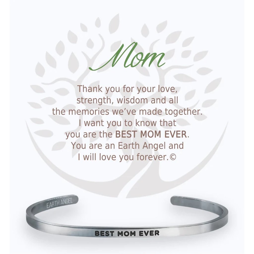 Earth Angel  Mom Cuff Bracelet in Silver