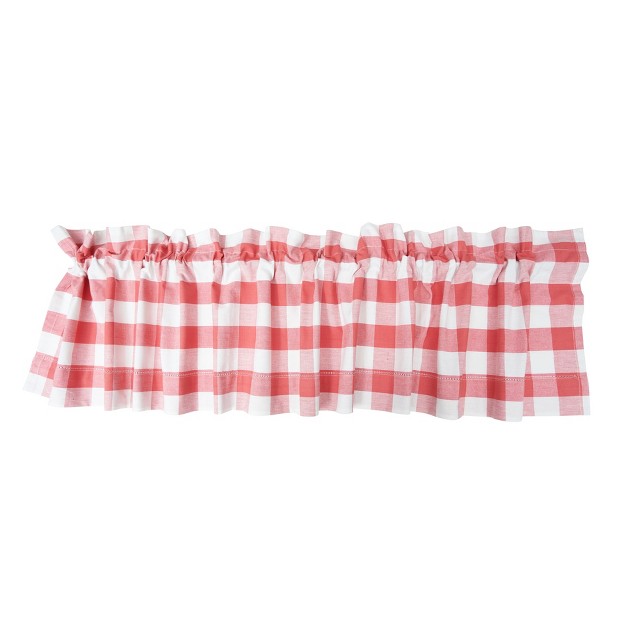 C amp f Home Franklin Coral Gingham Check Window Valance Curtain