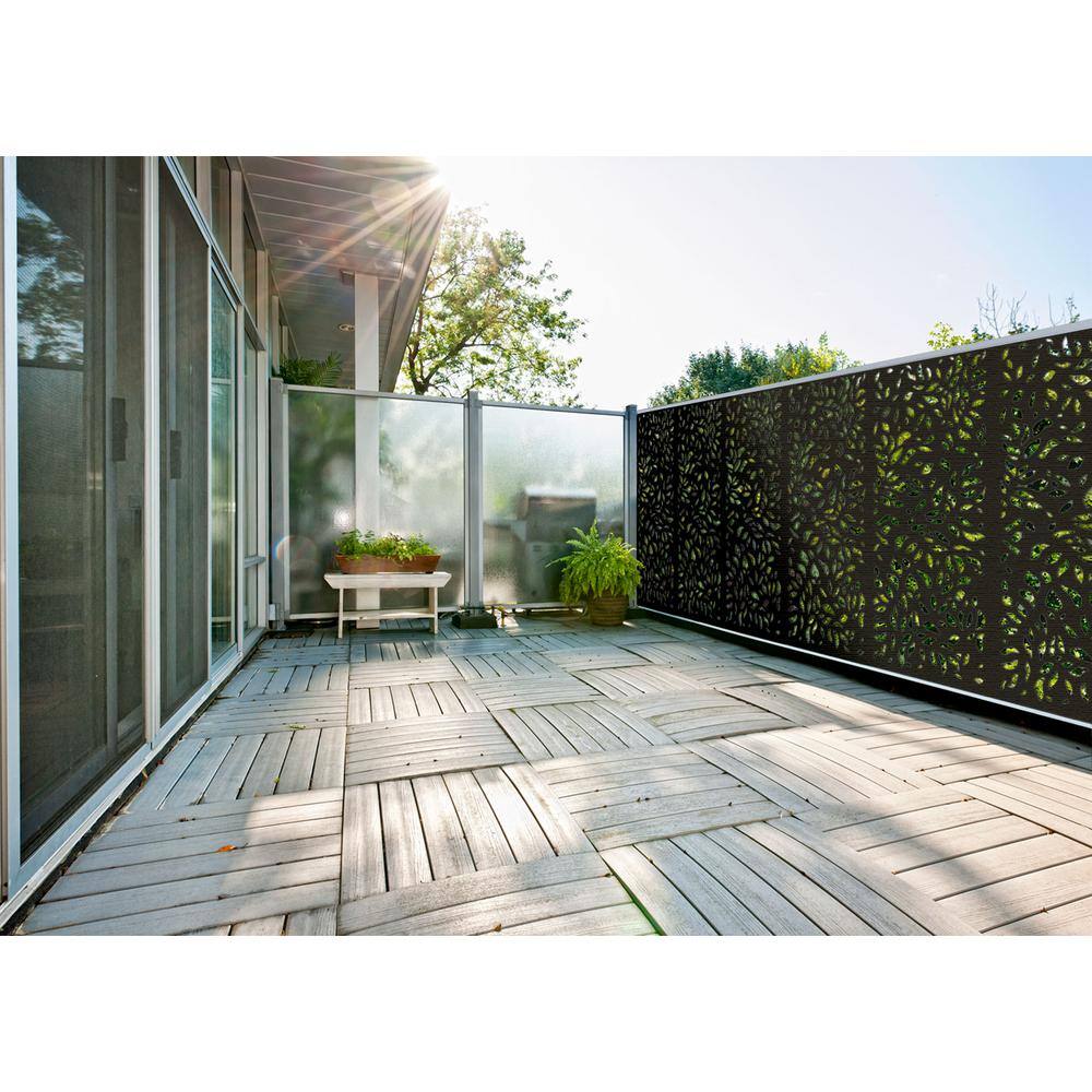 Modinex 6 ft. x 3 ft. Espresso Brown Decorative Composite Fence Panel in the Botanical Design USAMOD4E